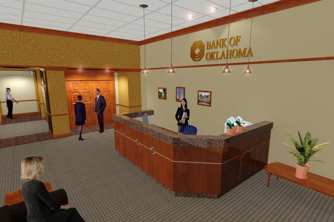 Rendering: Bank of Oklahoma Plaza Reception Area
